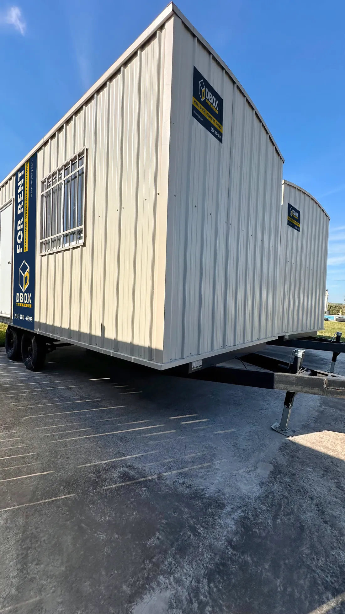 A DBOX mobile office — clean, private, and ready to work on site
